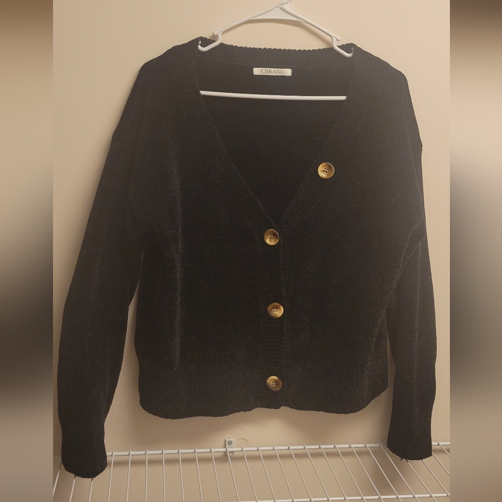 BUNDLE - Chic Black Cardigan Sweater with Gold Buttons